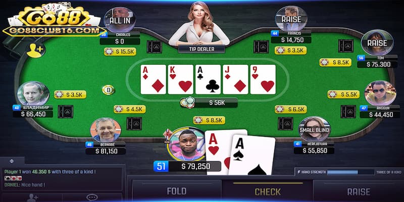 Các vòng cược hấp dẫn trong poker tại tải Go88